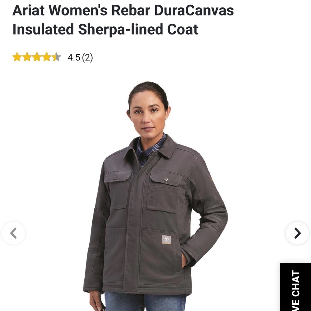Ariat Women's Rebar DuraCanvas Insulated Sherpa-Lined Coat — Charcoal Gray